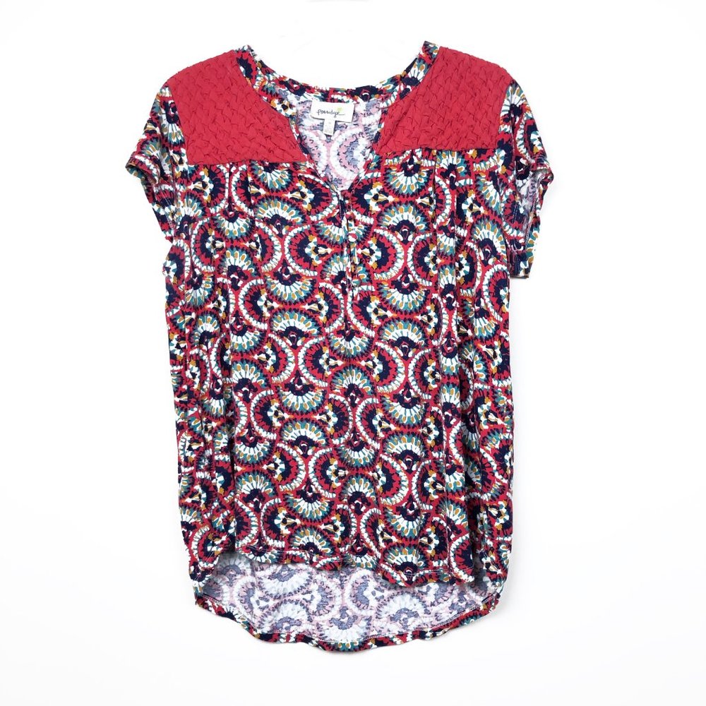 Anthro Porridge Short Sleeve V-Neck Top w/ Buttons